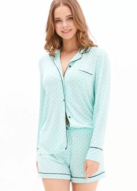 Pyjamas-Blackspade Point Dot Short Pyjamas Mint Point