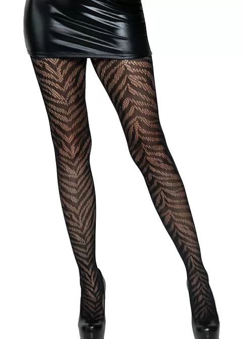 Tights-Leg Avenue Zebra Net Tights Black