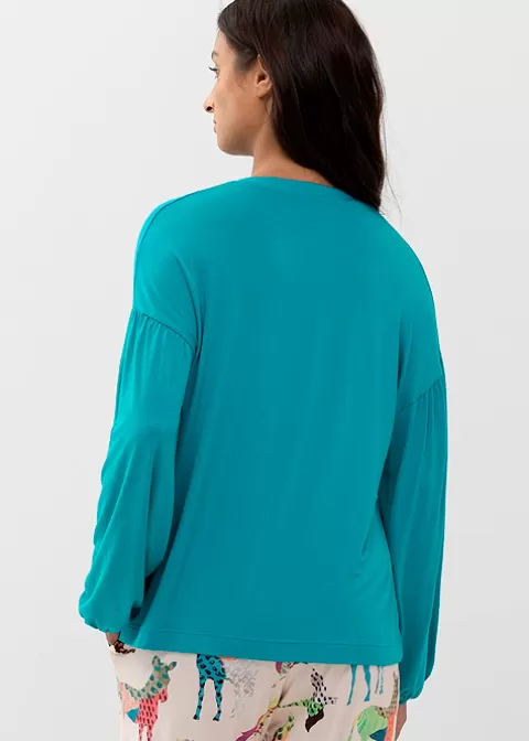 Pyjamas-Mey Alena Long Sleeved Top Blue Lagoon