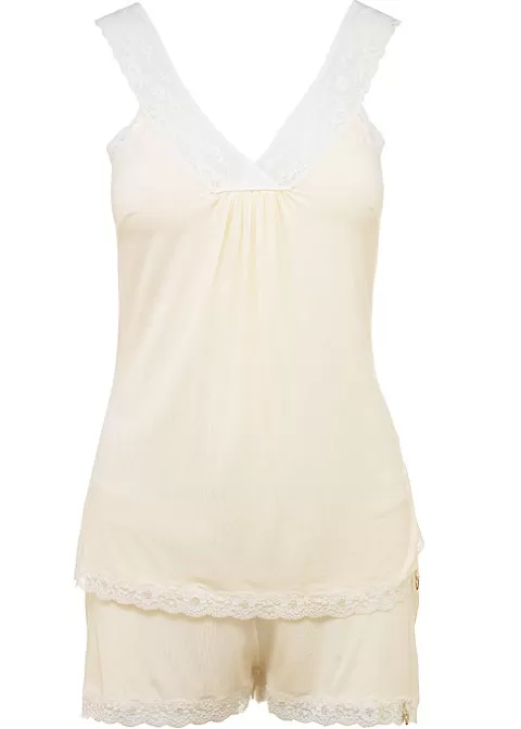 Pyjamas-* Mimi Holliday Lemon Pie Modal Cami And Short Set Pale Lemon