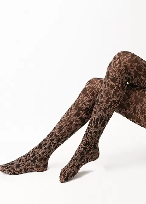 Tights-Oroblu City Savana Leopard Tights Camel Leopard
