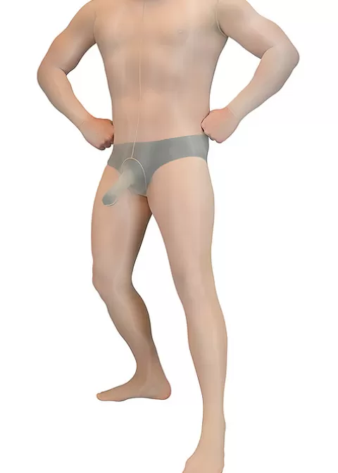 Bodystockings-Pearl and Poseidon Bacchus Sheer Glossy Long Sleeved Bodystocking For Men