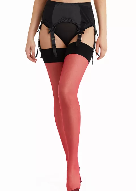 Stockings-Playful Promises Bow Backseam Lollipop Red Stockings Lollipop Red Black Seam