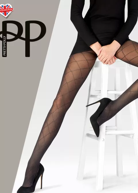 Tights-Pretty Polly Sparkly Diamond Tights Black