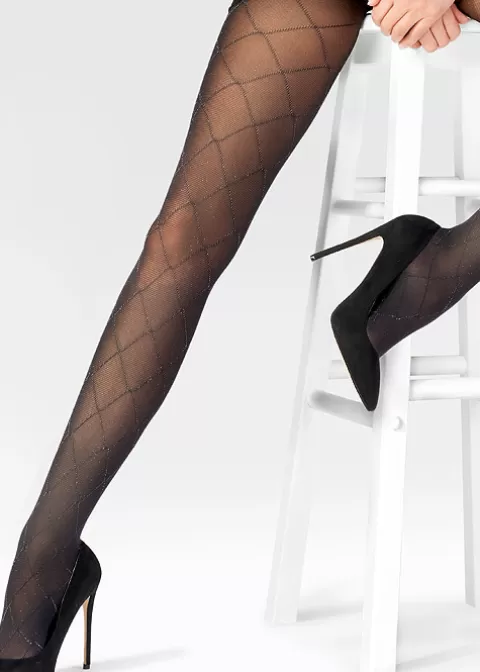 Tights-Pretty Polly Sparkly Diamond Tights Black