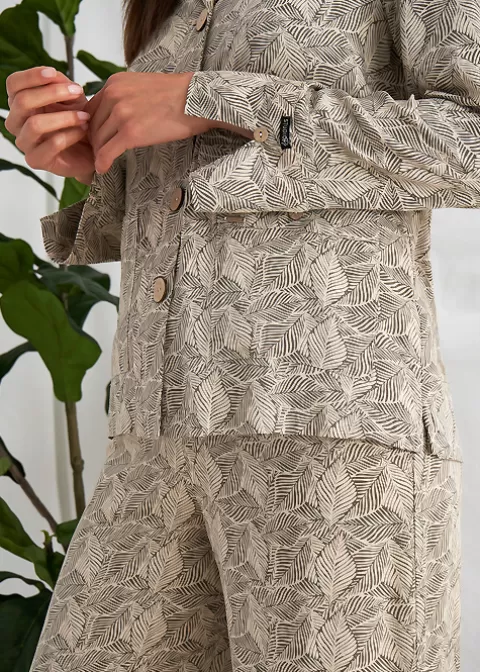 Pyjamas-Pretty You London Studio Botanical Pyjama Set Olive Print