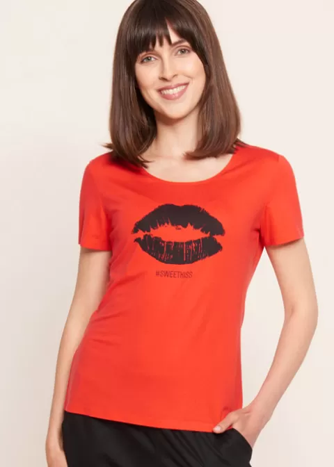 Nightwear-Rosch Be Happy Sweet Kiss Short Sleeve Top Kiss Red