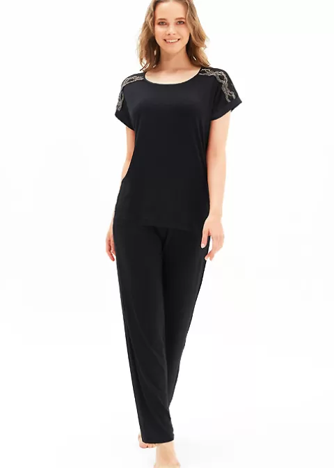 Pyjamas-Blackspade Spade Pearl Pyjama Set Black
